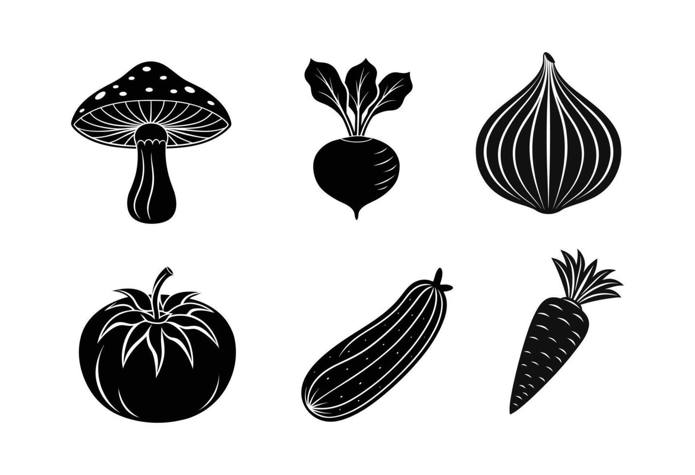 vagetable bundle set silhouette design vector