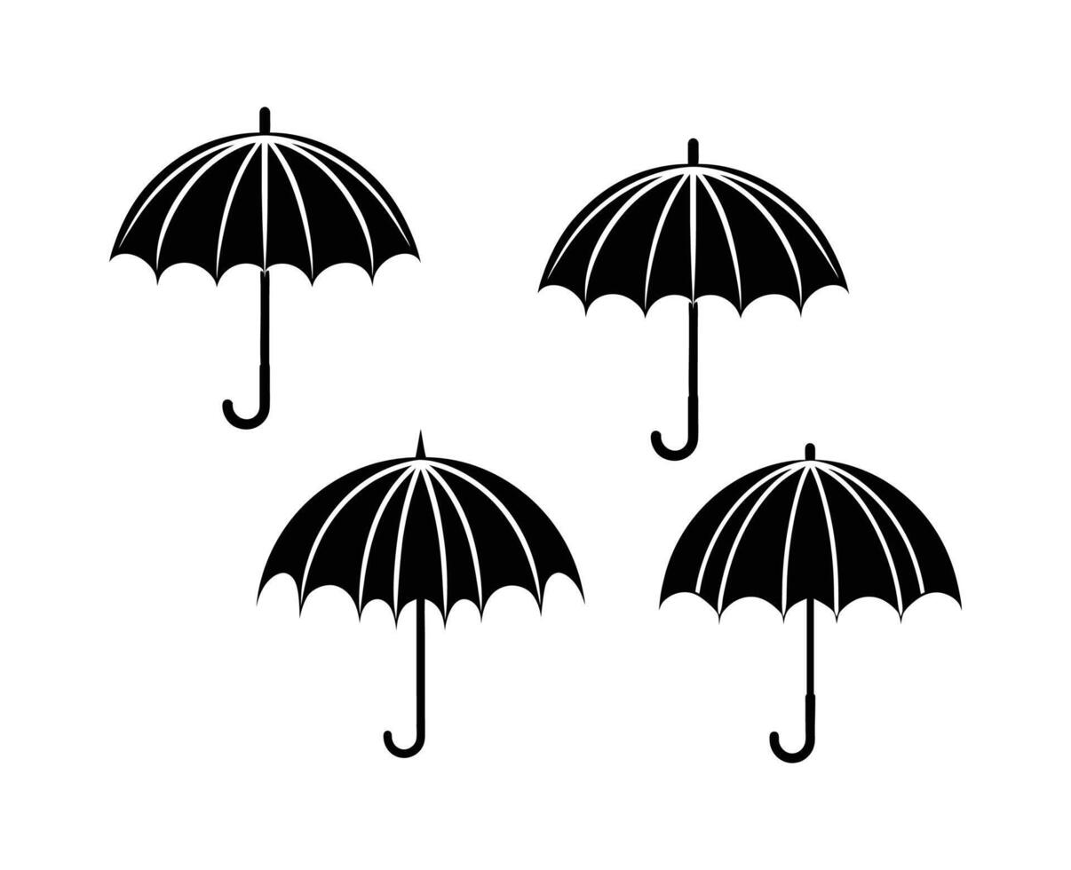 umbrella bundle set silhouette design vector