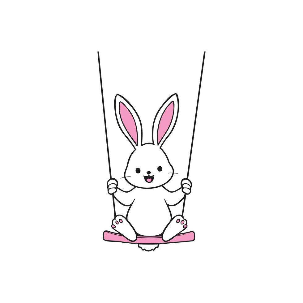 Adorable Easter Bunny's Swinging Adventure - Graphic vector