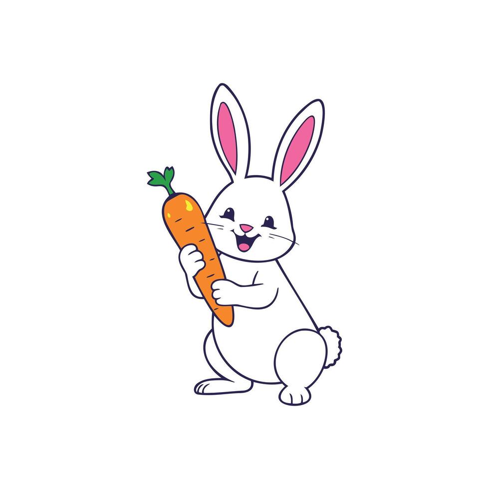 Smiling Rabbit with Carrot Easter Bunny Clipart vector
