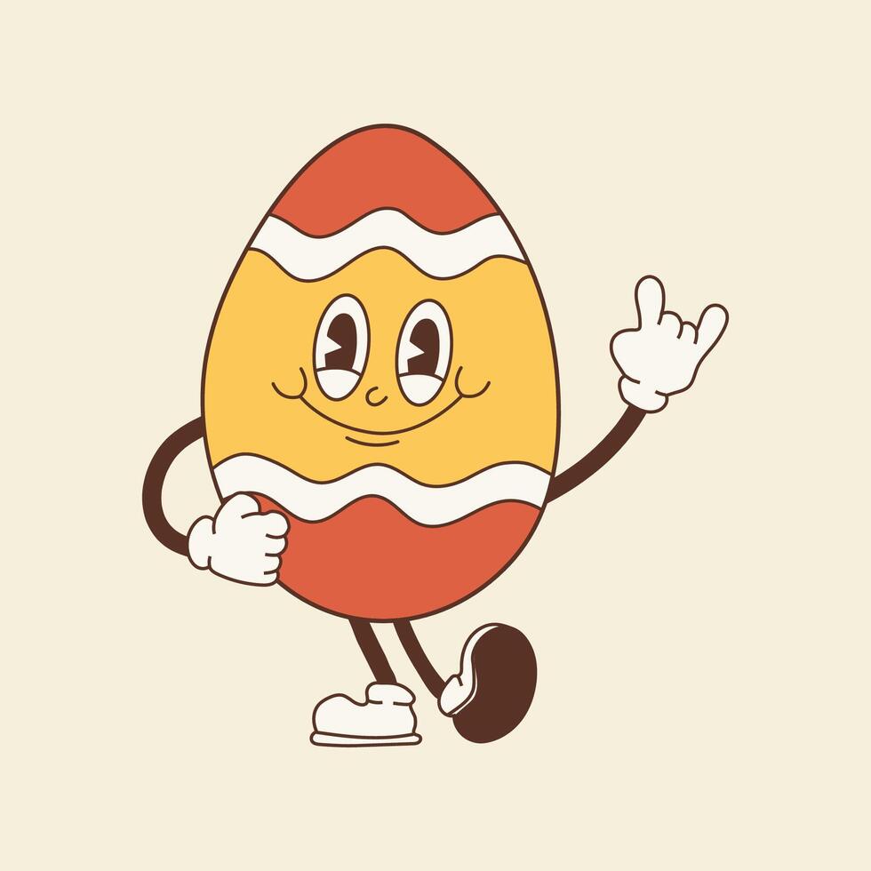 Groovy Easter Egg with Colorful Retro Design vector