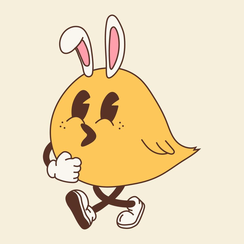 Groovy Retro Chick with Easter Bunny Ears vector