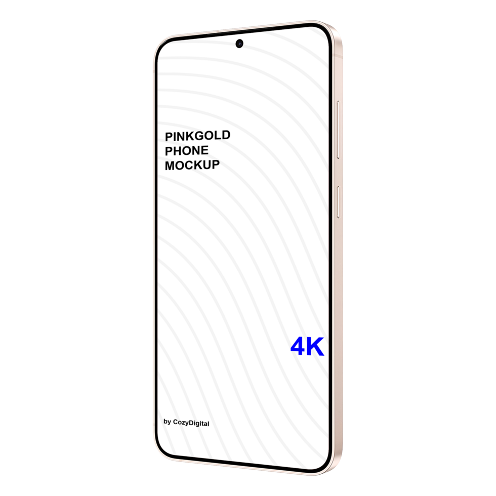 Pink Gold Smartphone Mockup Without Background Isolated Isometric 2025 psd