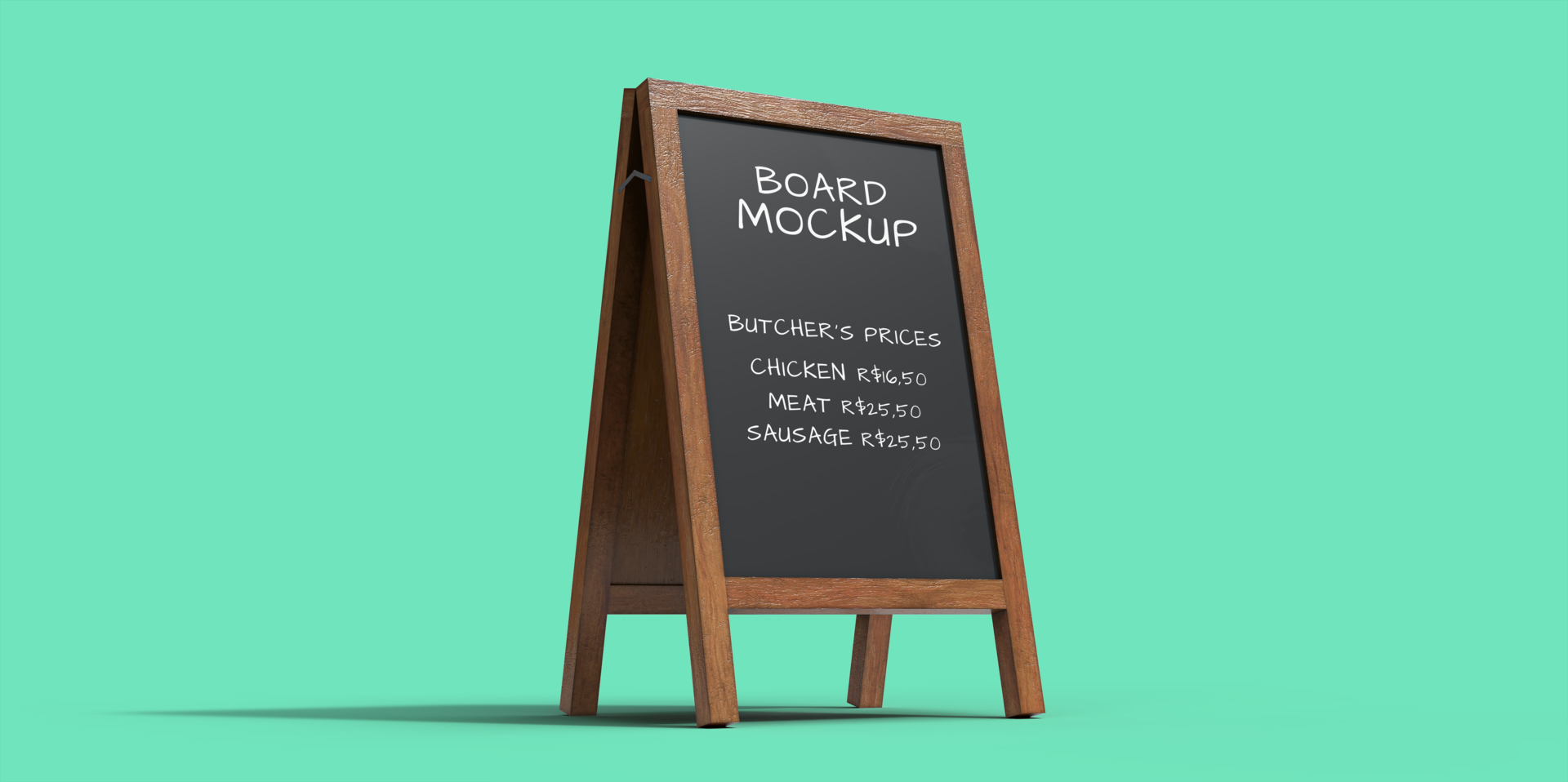 Mockup Wooden blackboard on the set, from the side psd