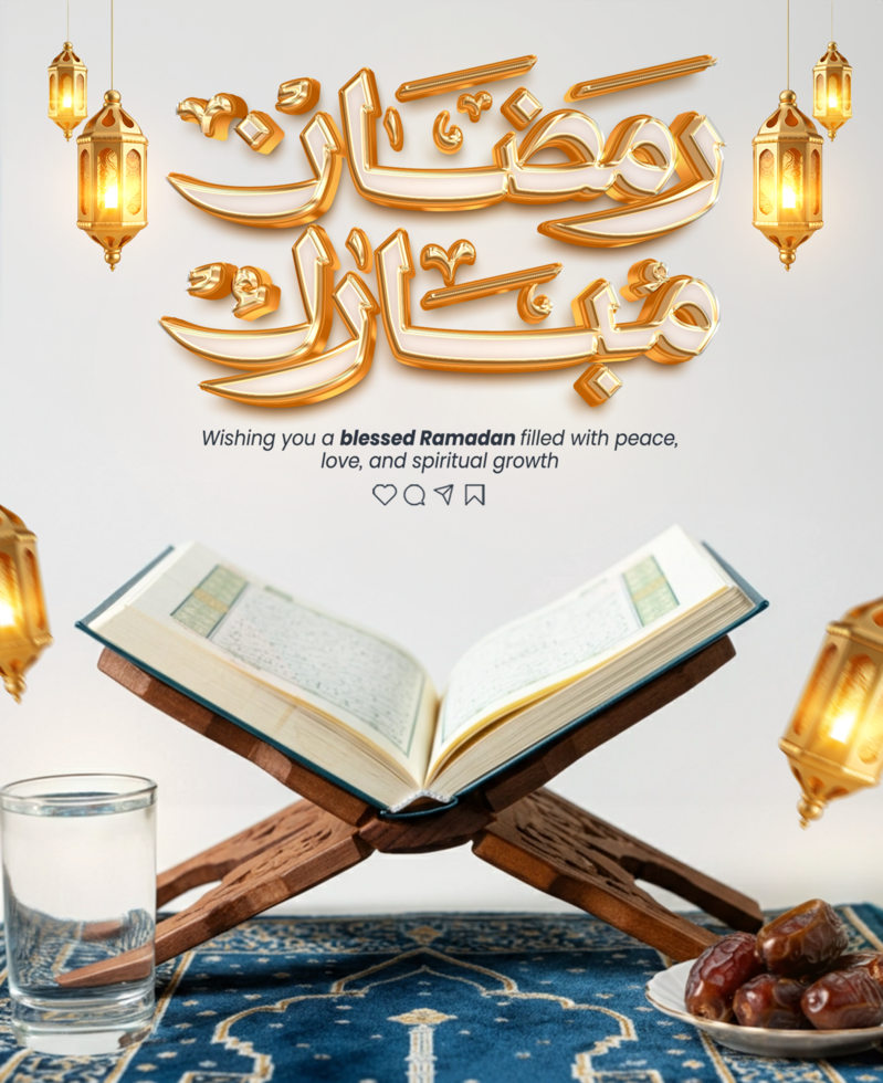 Ramadan social media post with Ramadan Mubarak Arabic Calligraphy design Ramadan post psd