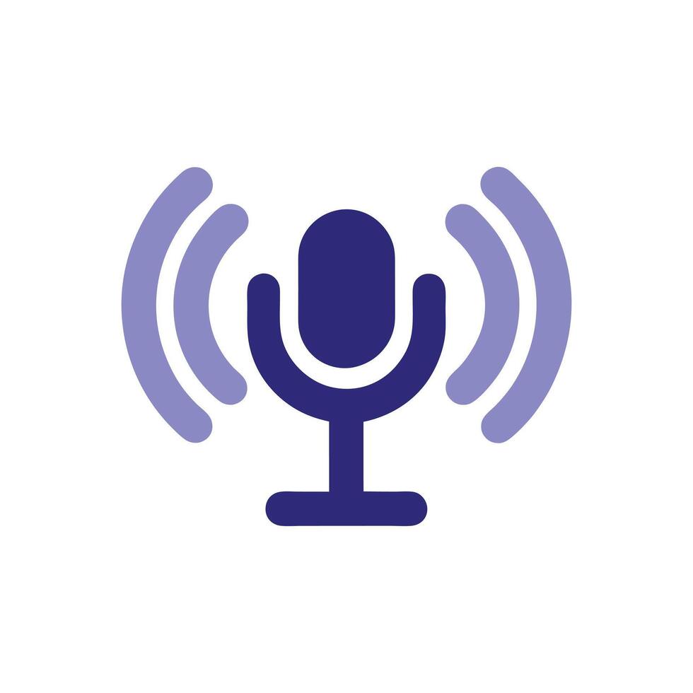 Minimalist Podcast Microphone Icon with Modern Sound Waves vector