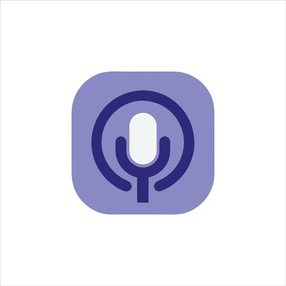 Professional Podcast App Icon with Modern Microphone Symbol vector
