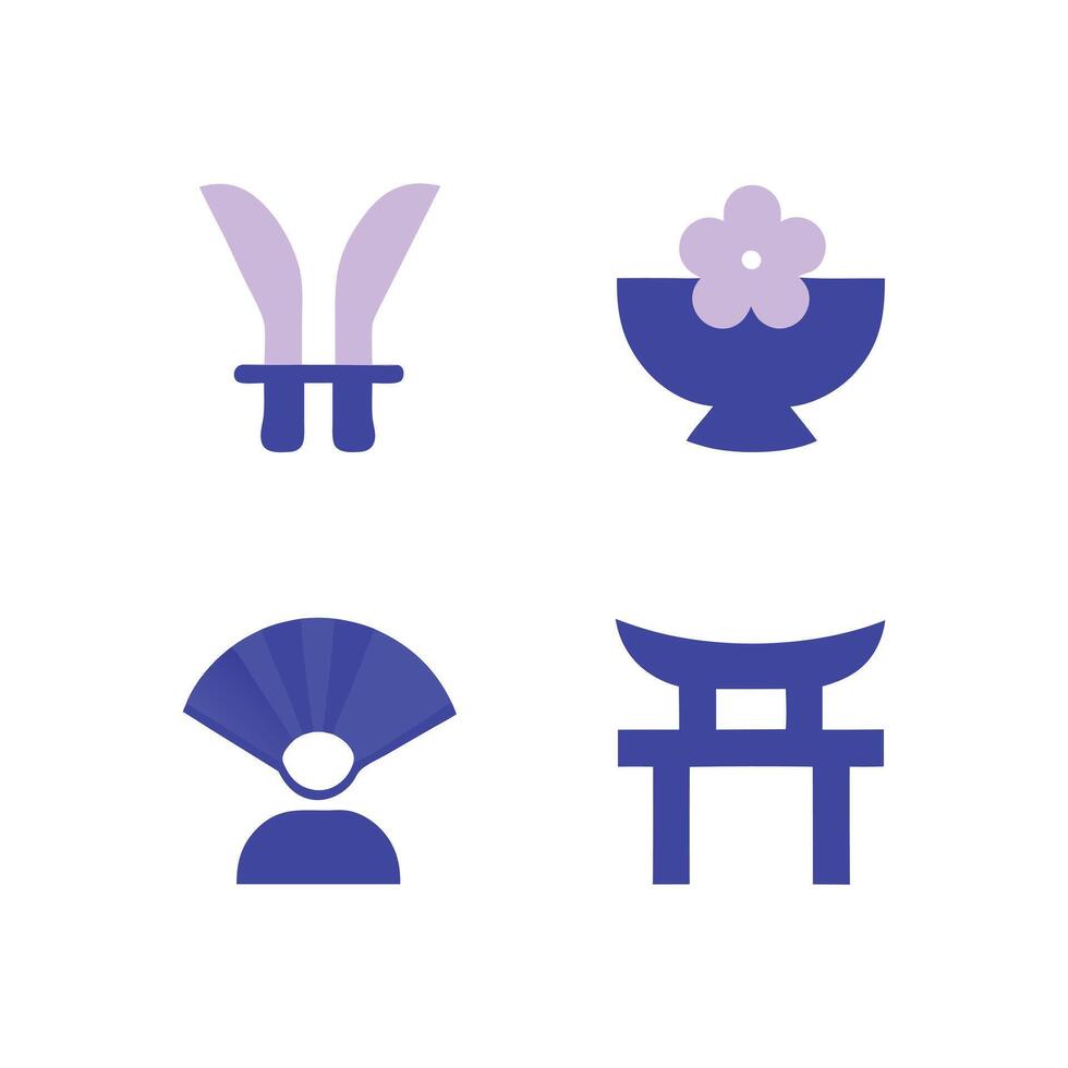 Traditional Japanese Culture and Samurai Icons vector