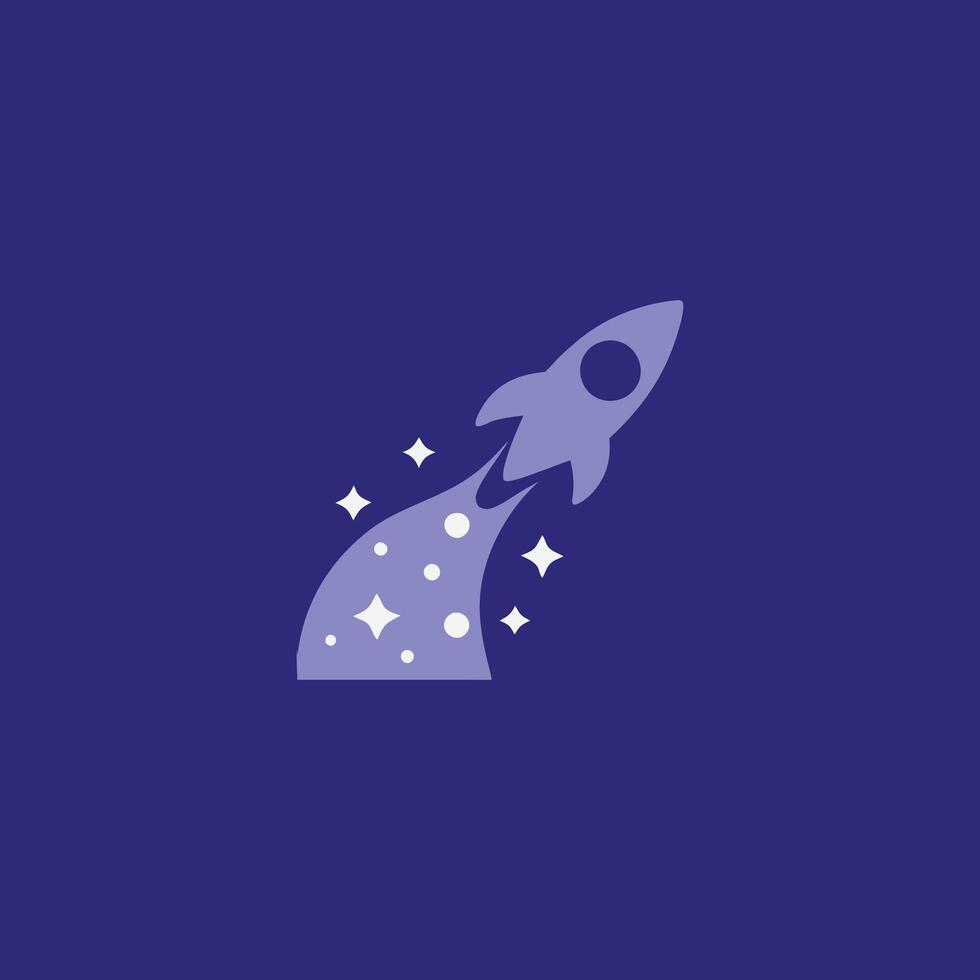 Rocket Ship Blasting Off with a Trail of Stars vector