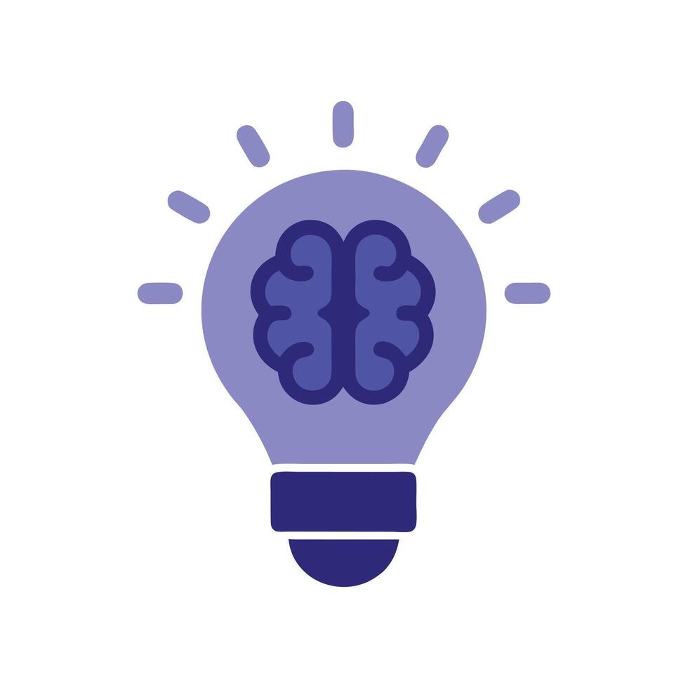 Light Bulb Icon with Brain Inside for Creative Learning vector