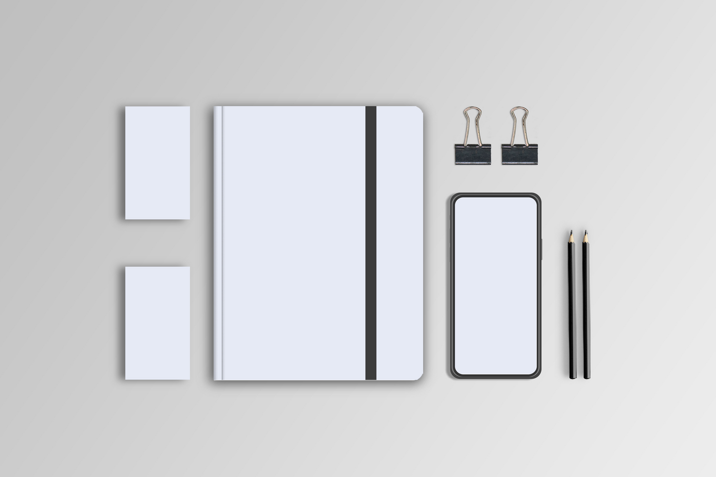 Notebook, Card, phoneStationary Mockup psd