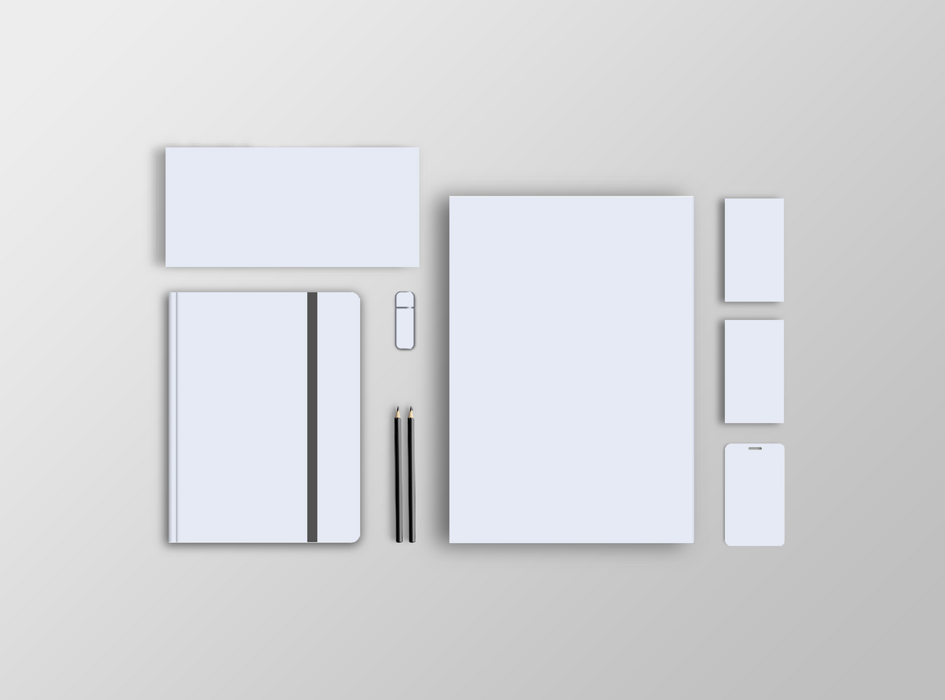 Stationary Mockup 3d Style with Notebook and Id Card psd
