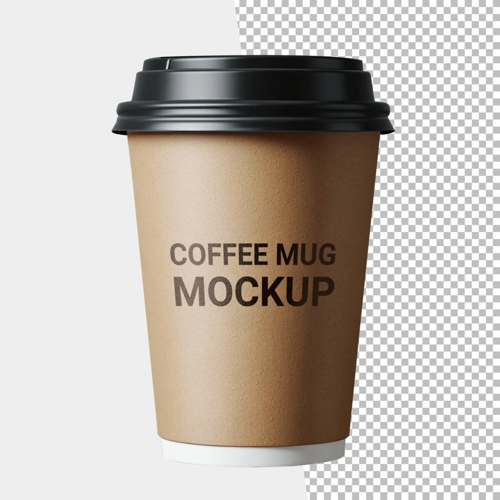 Realistic Mockup of Coffee Paper Cup with Clear Transparent Background psd
