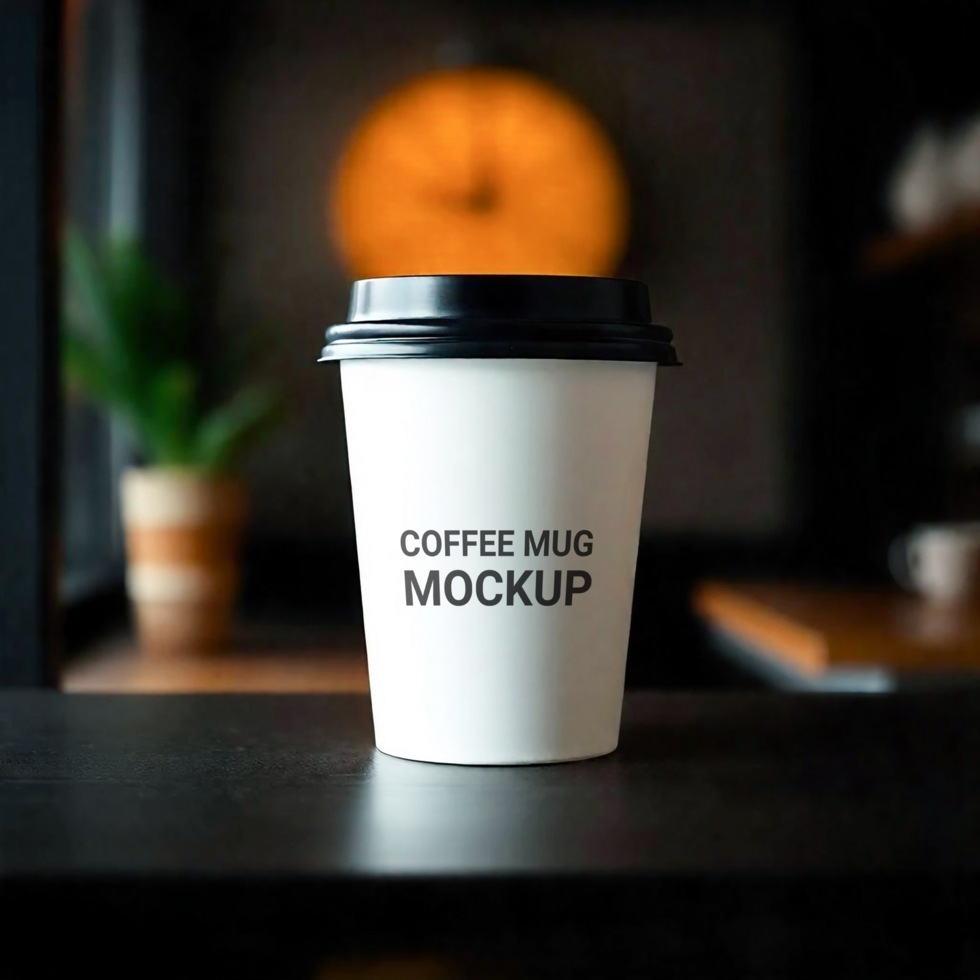 White Paper Coffee Cup Mockup on Table for Branding and Packaging psd