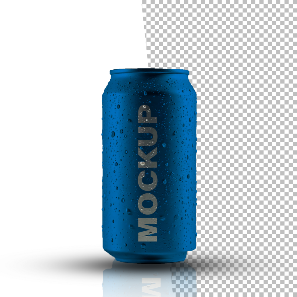 Dynamic Mockup of Aluminum Can with Water Splashes Realistic Beverage Packaging Design psd