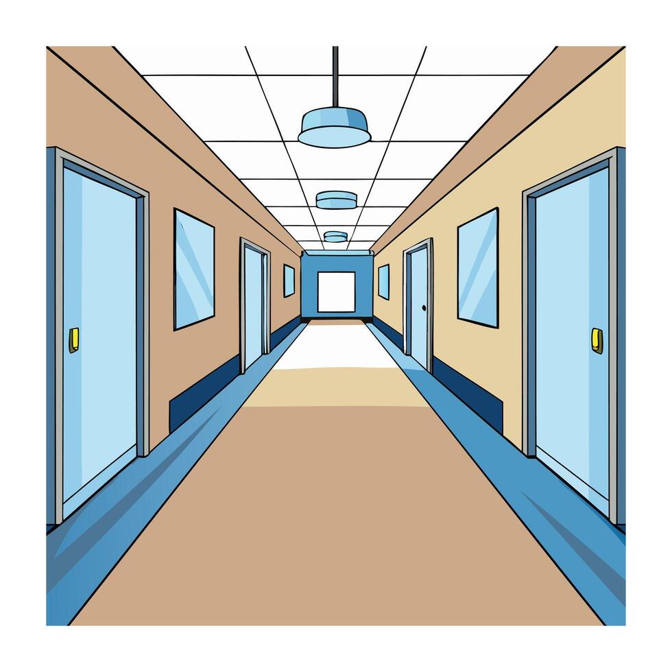 Medical Hallway - Sterile and Bright Interior vector