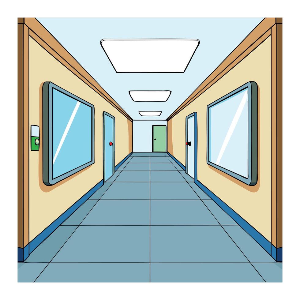 Emergency Ward Pathway - Realistic Hospital View vector