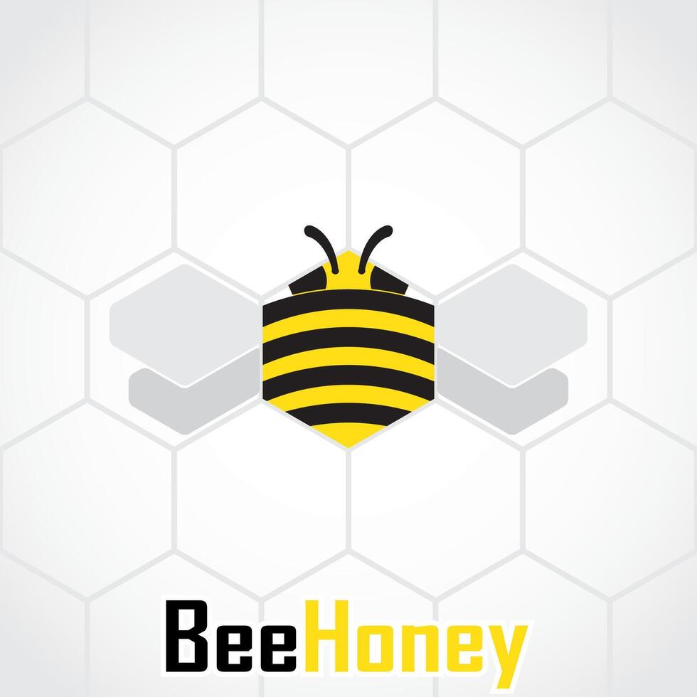 hexagonal shape stylized bee vector