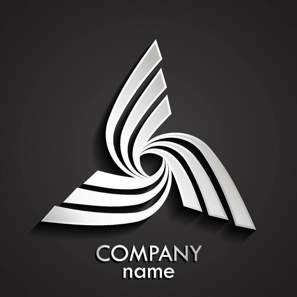 3d silver three way wings logo vector