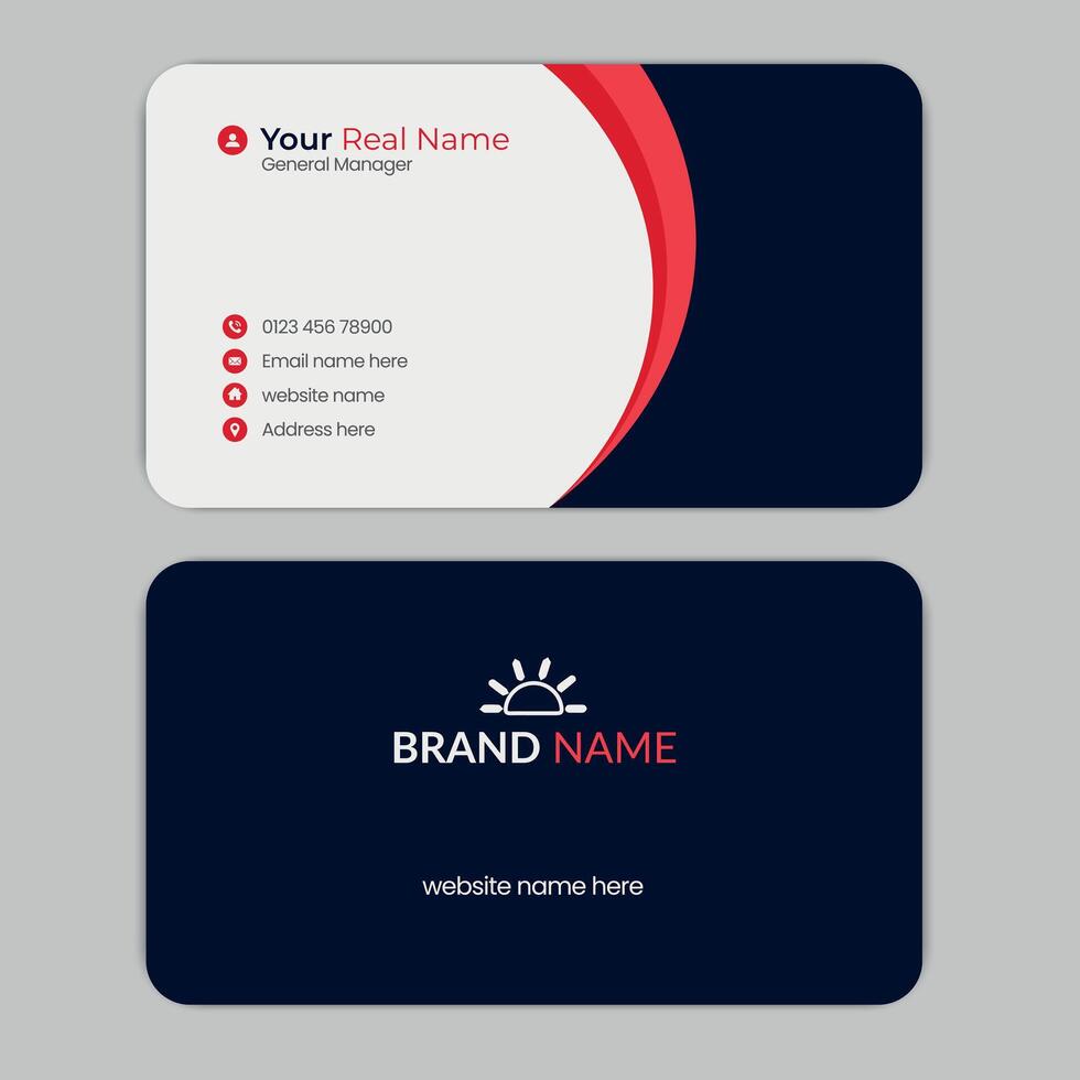 Modern double sided round business card template design vector