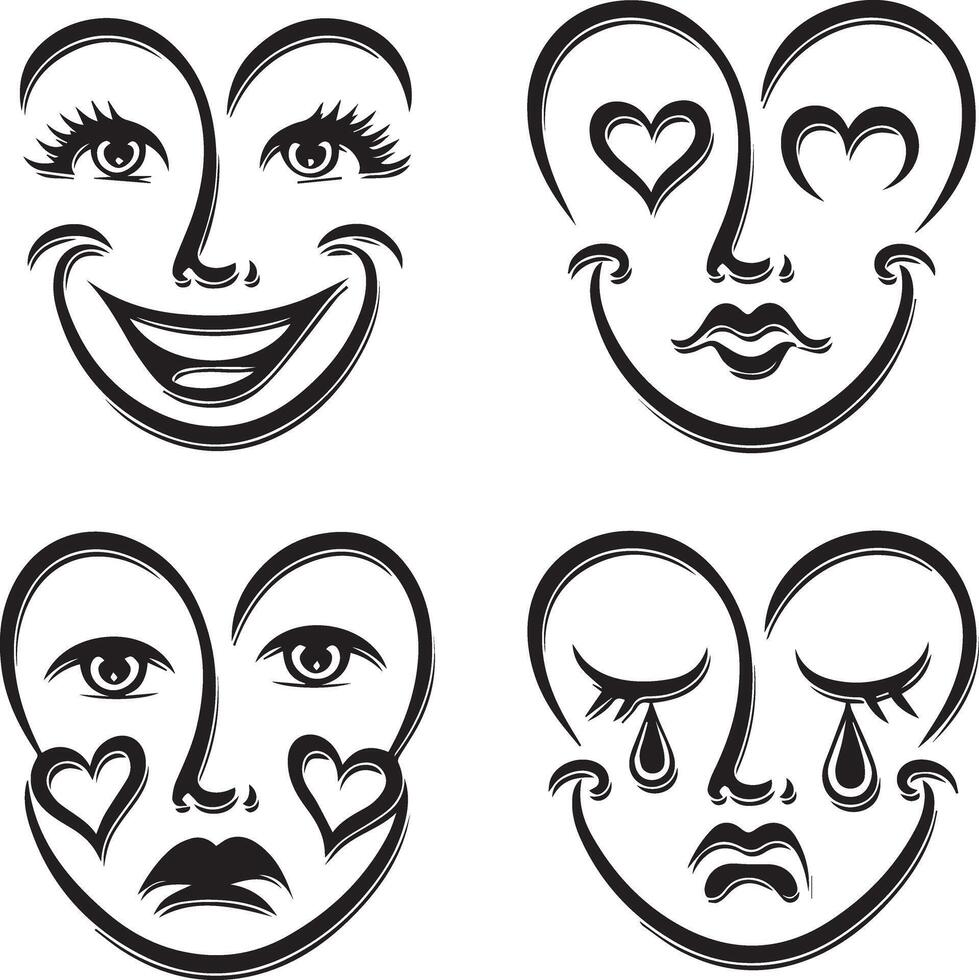 Love face happy and sad expression vector
