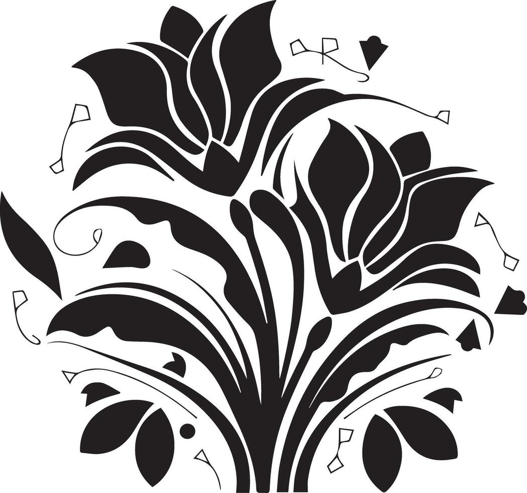 A beautifully stylized flat silhouette illustration of floral design vector