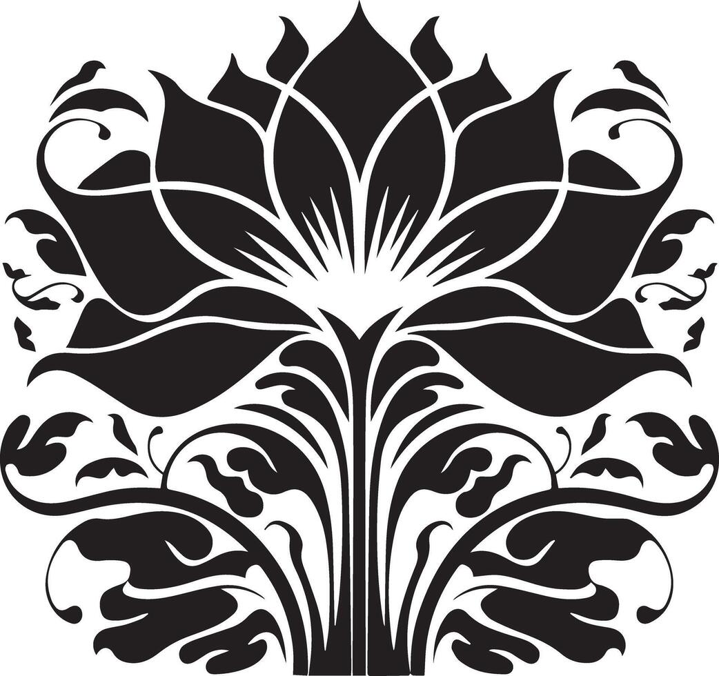 A beautifully stylized flat silhouette illustration of an intricate flower design. vector