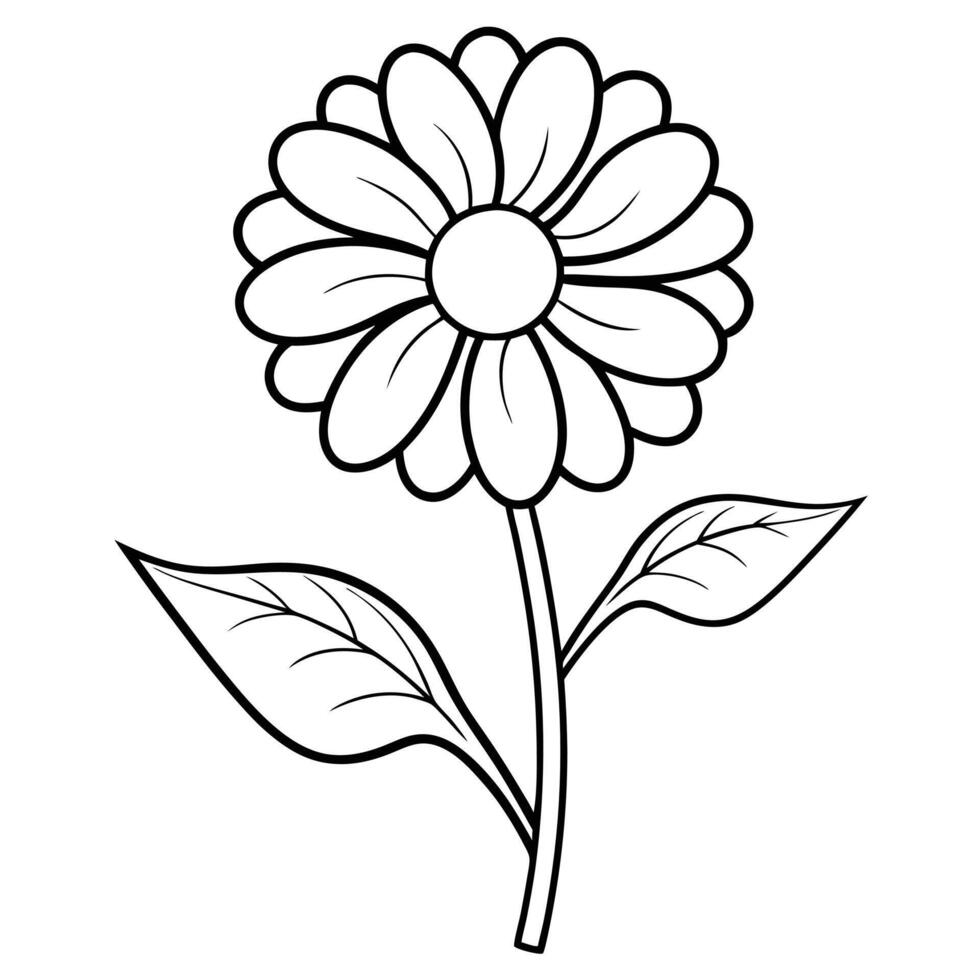 Flowers in line art. Trendy botanical elements of plants, branches and leaves. vector