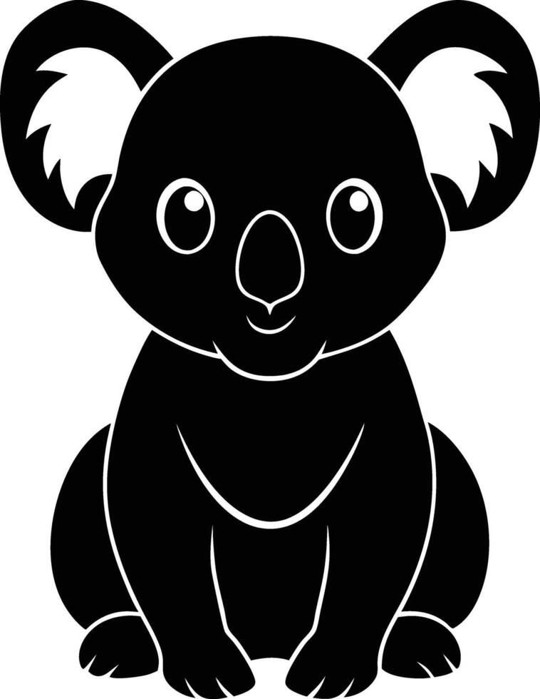 Silhouette illustration of A cute baby Koala vector