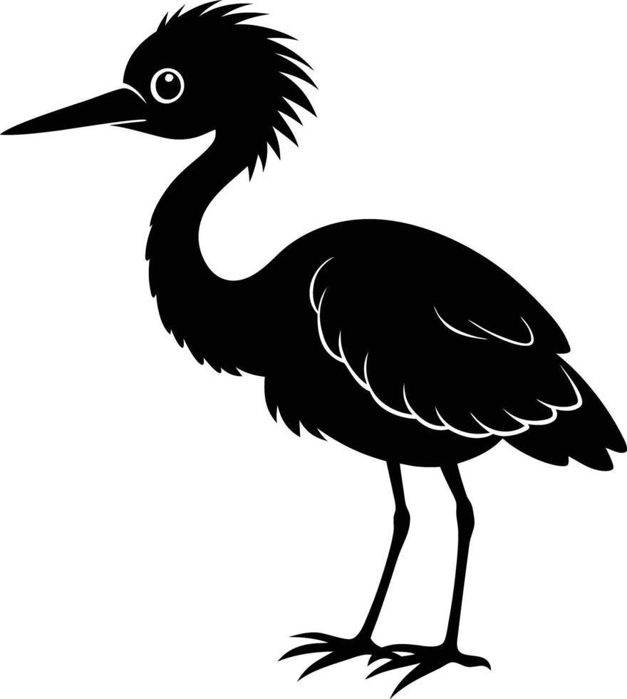Silhouette illustration of A cute baby Heron vector