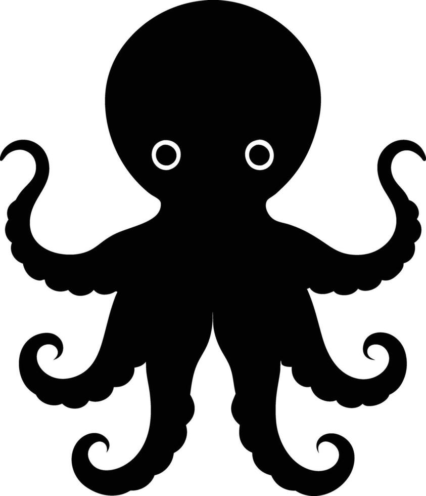 A cute baby Octopus silhouette illustration vector
