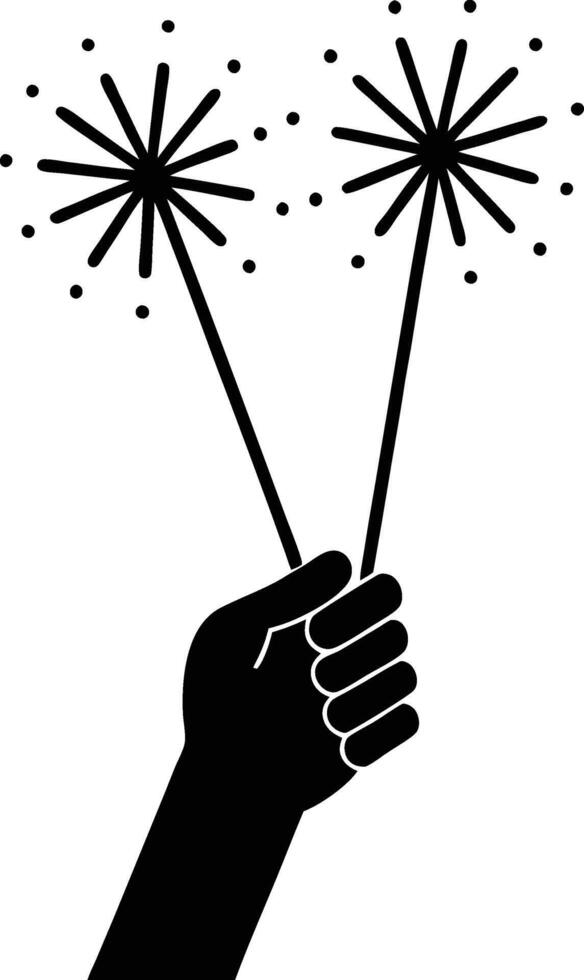 Sparkler in Hand Silhouette Festive Fireworks vector