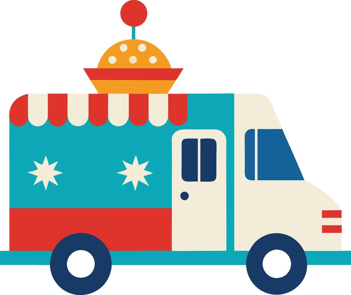 4th of July Ice Cream Truck Clip art Fun Festive Digital Art vector