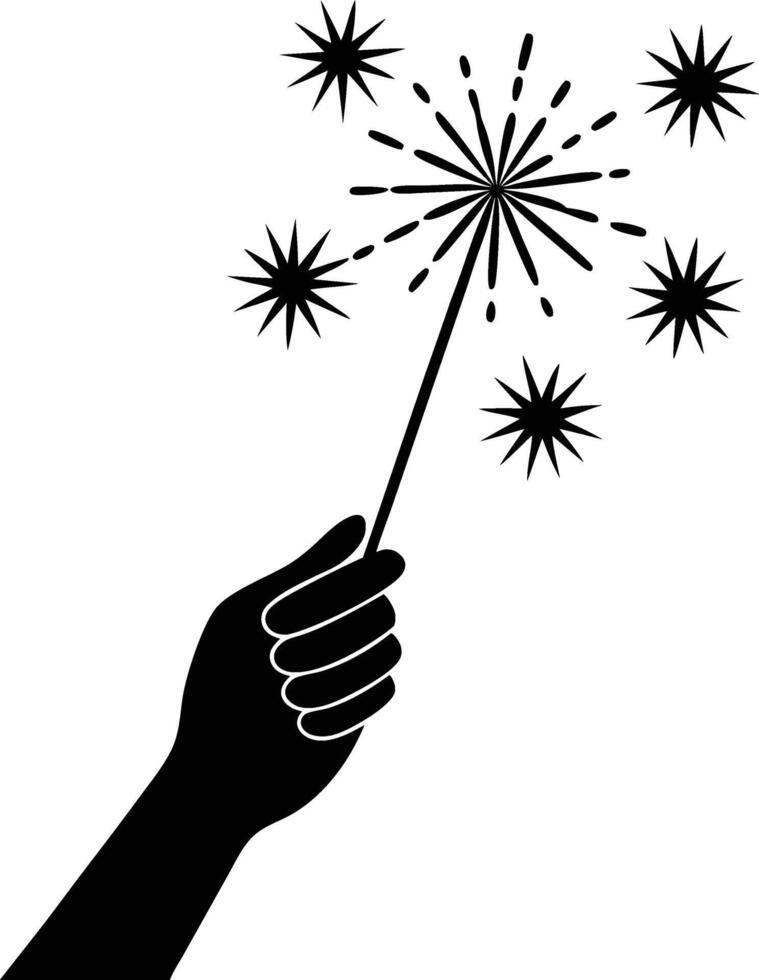 Fireworks Glow Hand Holding Sparklers Silhouette Art vector