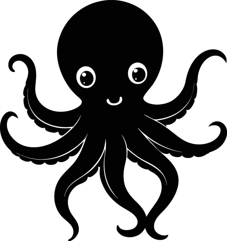 Silhouette illustration of A cute baby Octopus vector