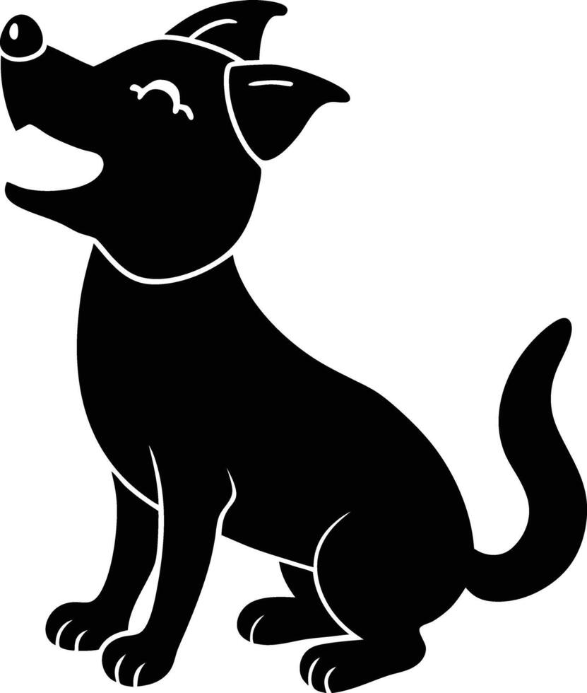 Happy Baby Dog Singing Silhouette Illustration vector