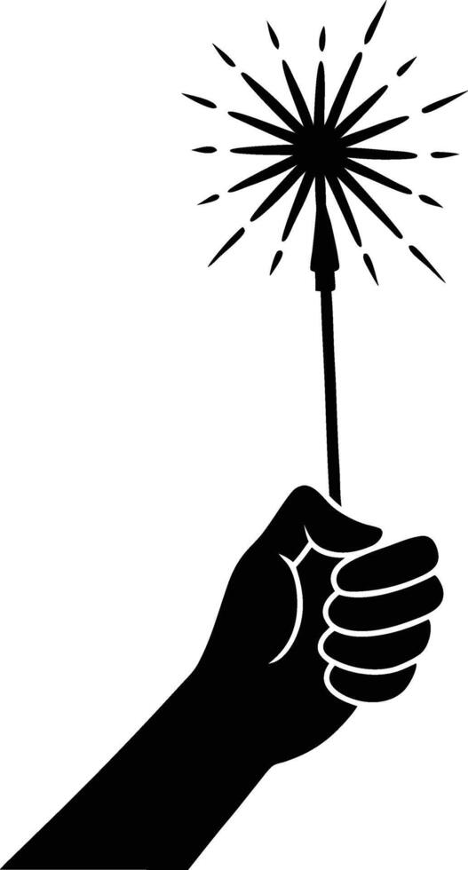 Celebration Sparkler Silhouette Hand Holding Fireworks vector