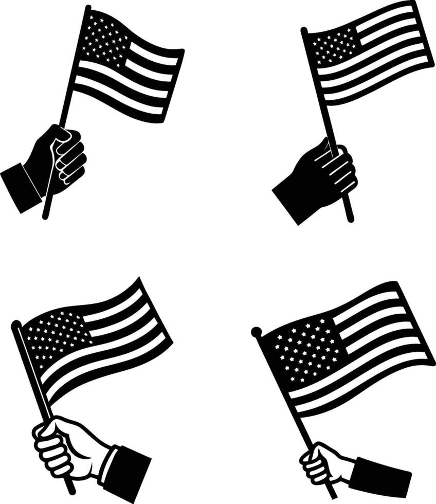 A small USA flag illustration Hand holding vector