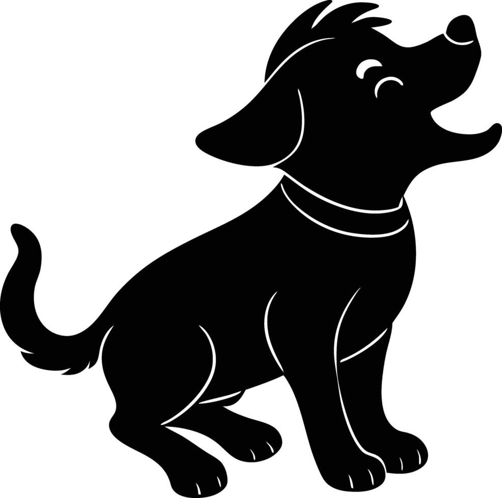 Adorable Puppy Singing a Song Silhouette Art vector