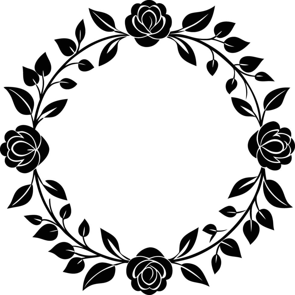 A floral frame design line art illustration vector