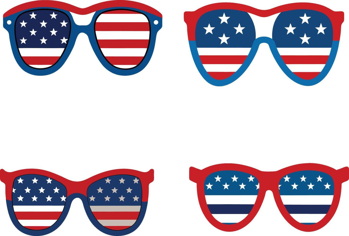 A set of American flag inspired sunglasses illustration vector