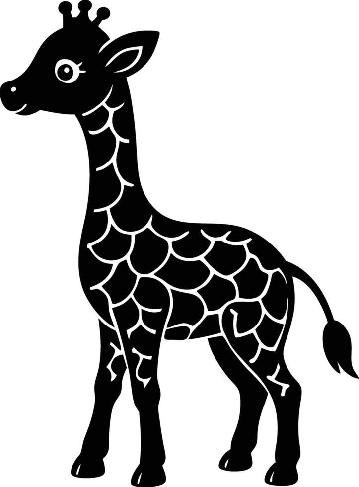 A cute baby Giraffe silhouette illustration vector