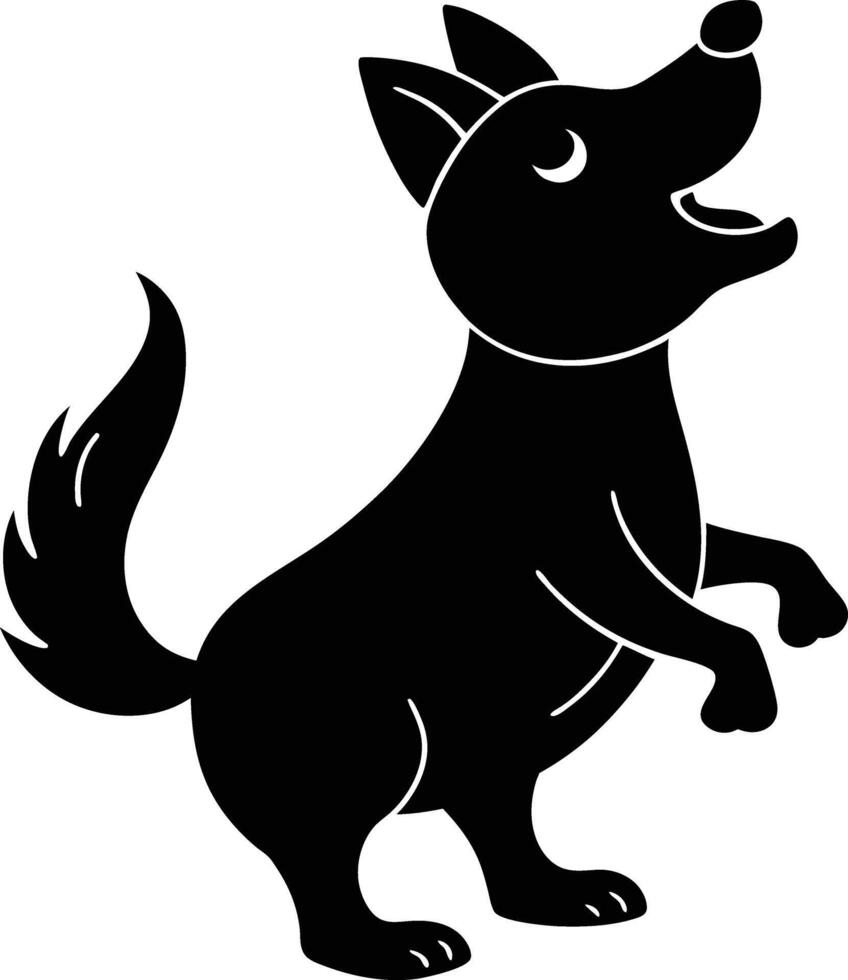 Cute Baby Dog Singing Silhouette Illustration vector