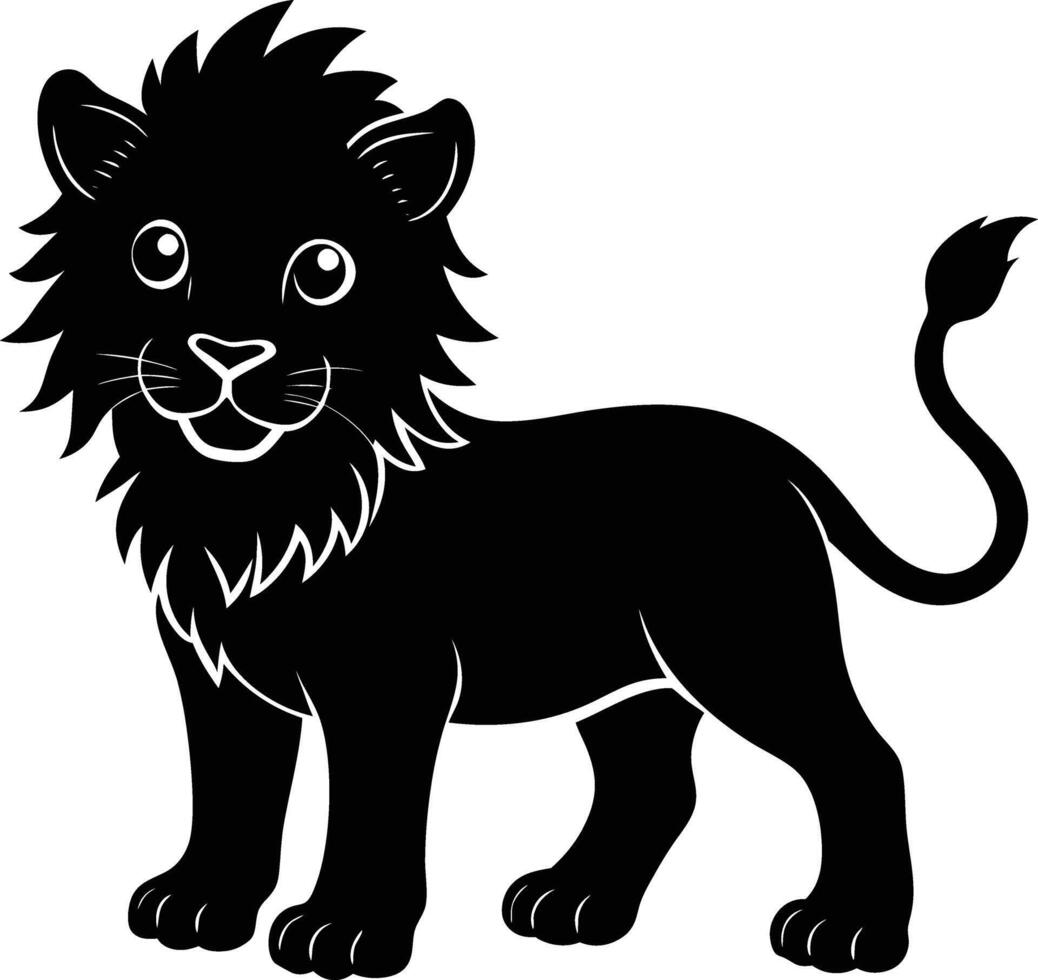 Silhouette illustration of A cute baby Lion vector