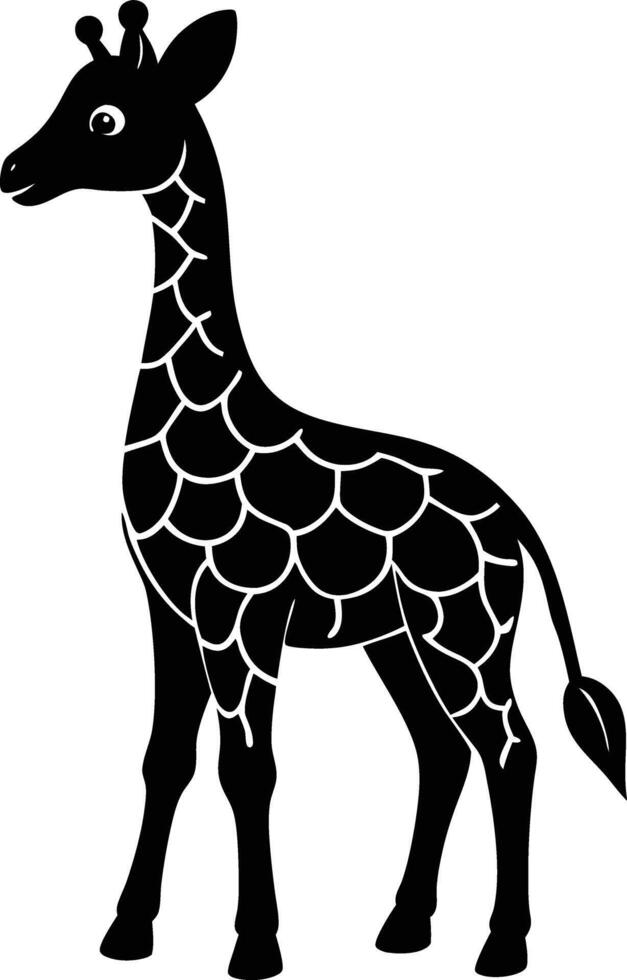 Silhouette illustration of A cute baby Giraffe vector