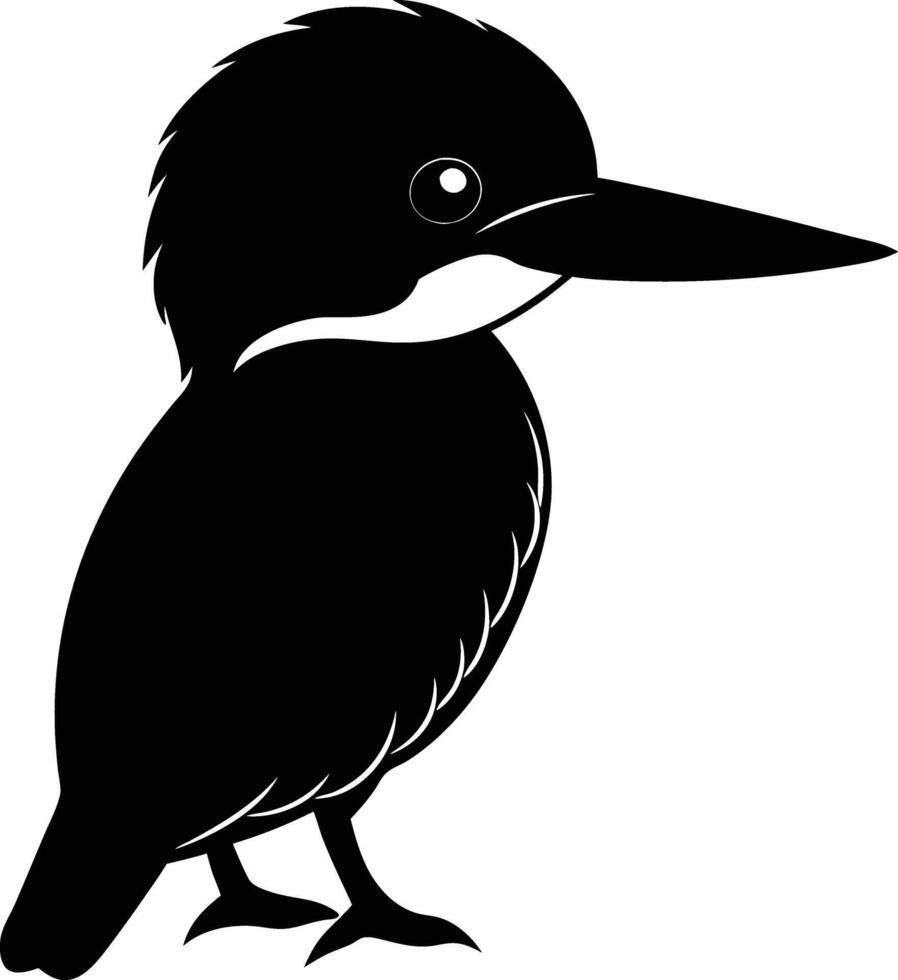 A cute baby Kingfisher silhouette illustration. vector