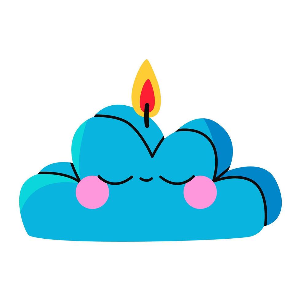 Cloud shaped candle. Trendy cozy aroma candle. Flat illustration isolated on white background. vector