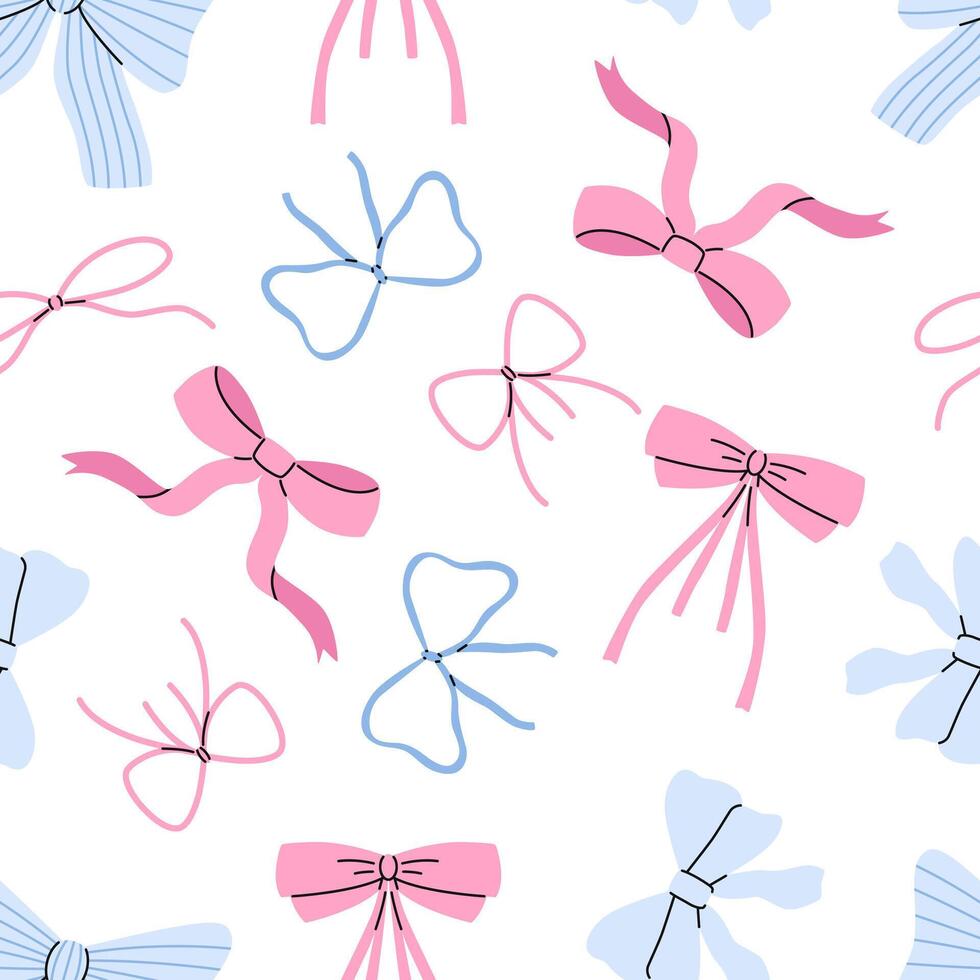 coquette bows pattern. Colorful seamless pattern. Perfect for greetings, invitations, manufacture wrapping paper, textile and web design. preppy pattern. vector
