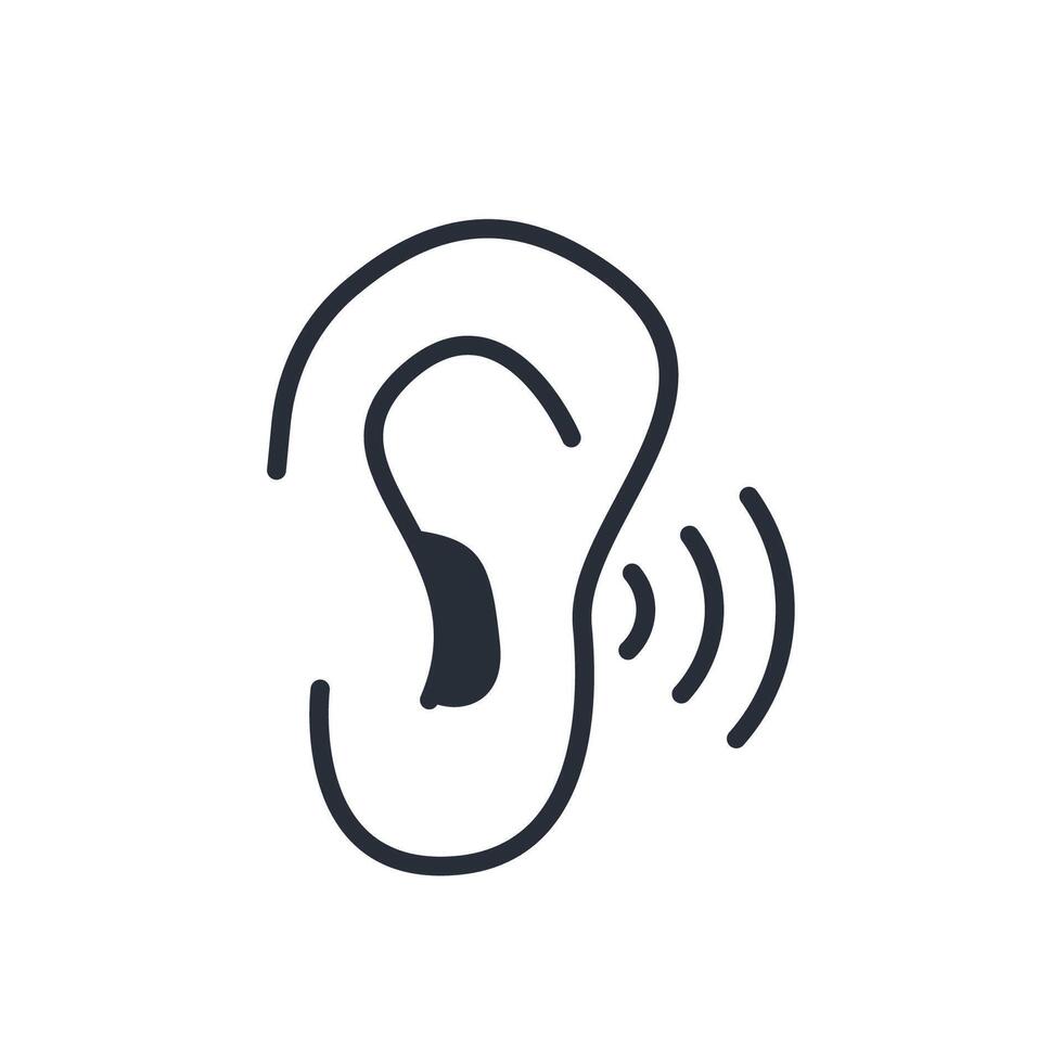 Ear icon. Editable stroke.linear style sign for use web design,logo.Symbol illustration. vector