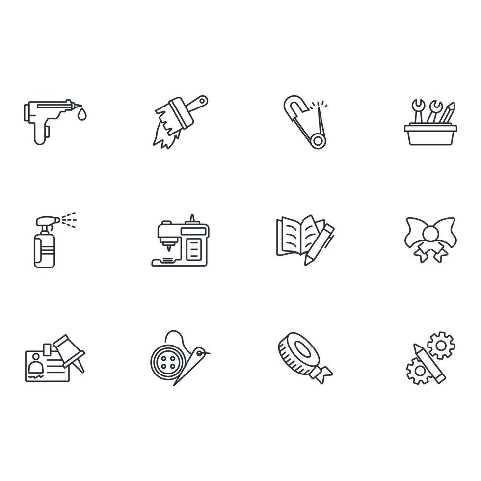 Crafting icon set..Editable stroke.linear style sign for vector